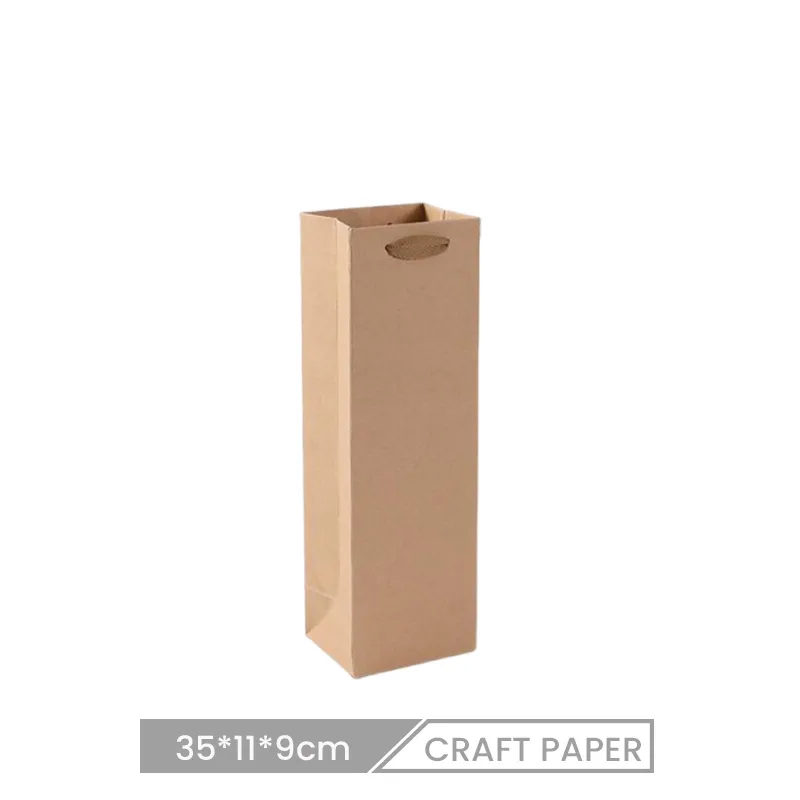 11*9*35cm Custom Red Wine Packaging Rectangular Paper Portable Shopping Bag
